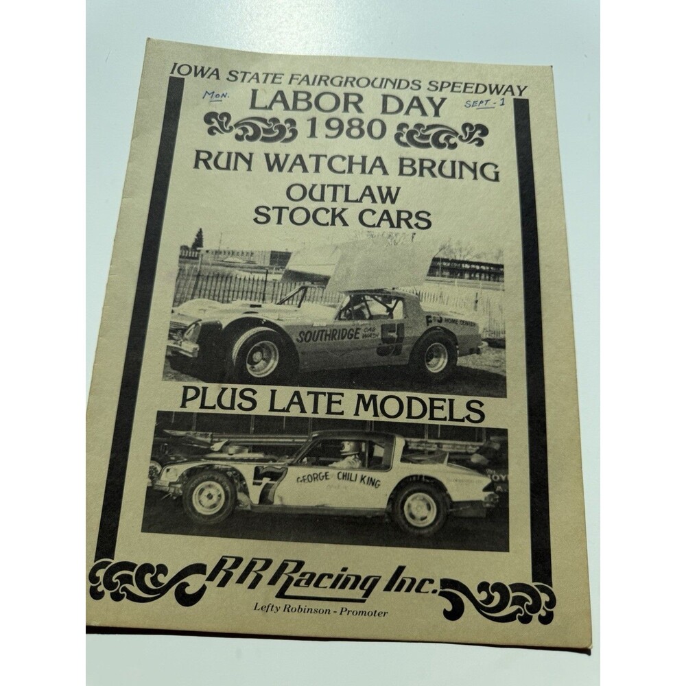 Iowa State Fairgrounds Speedway Vintage 1980 Program Lefty Robinson Outlaw Stock